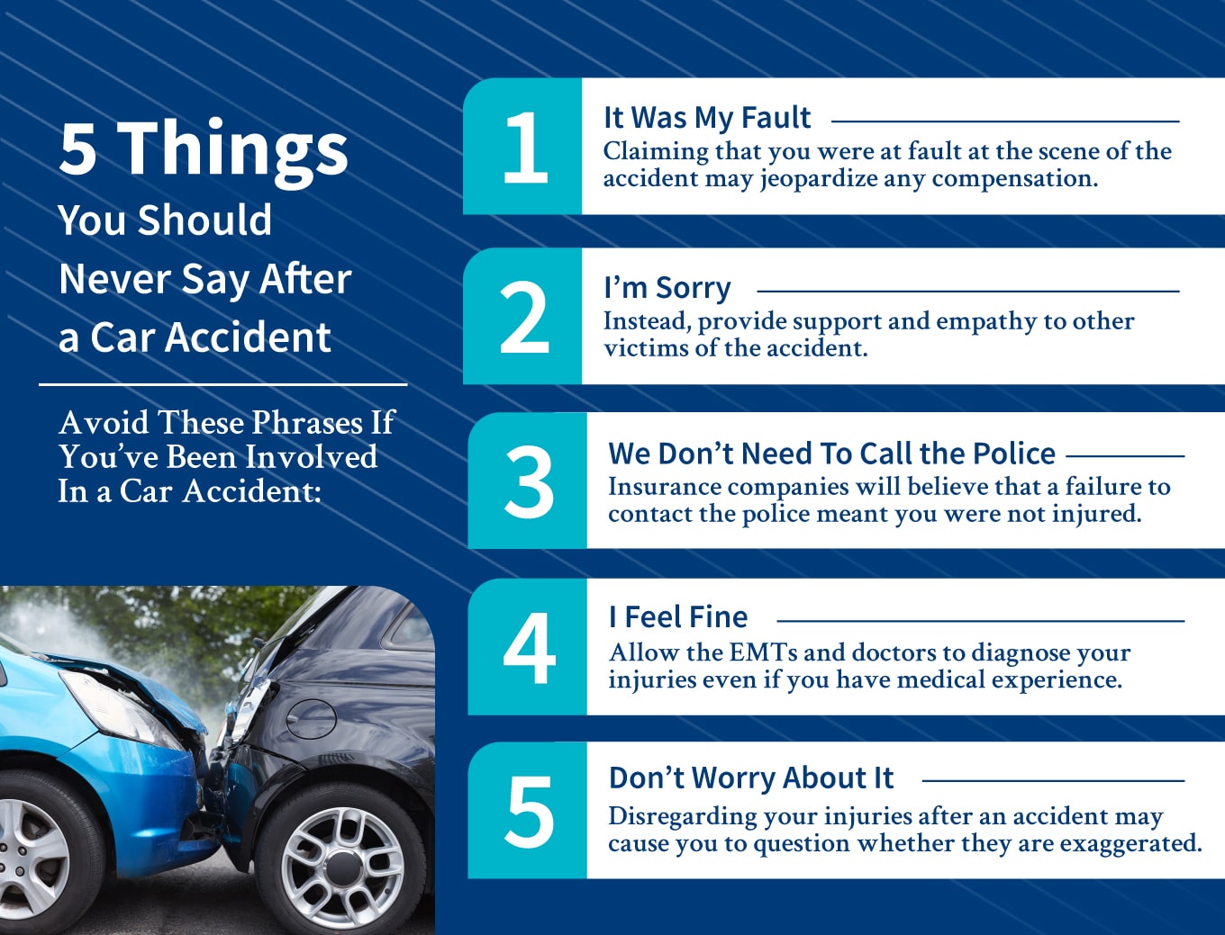Infographics: Things you should never say after a car accident