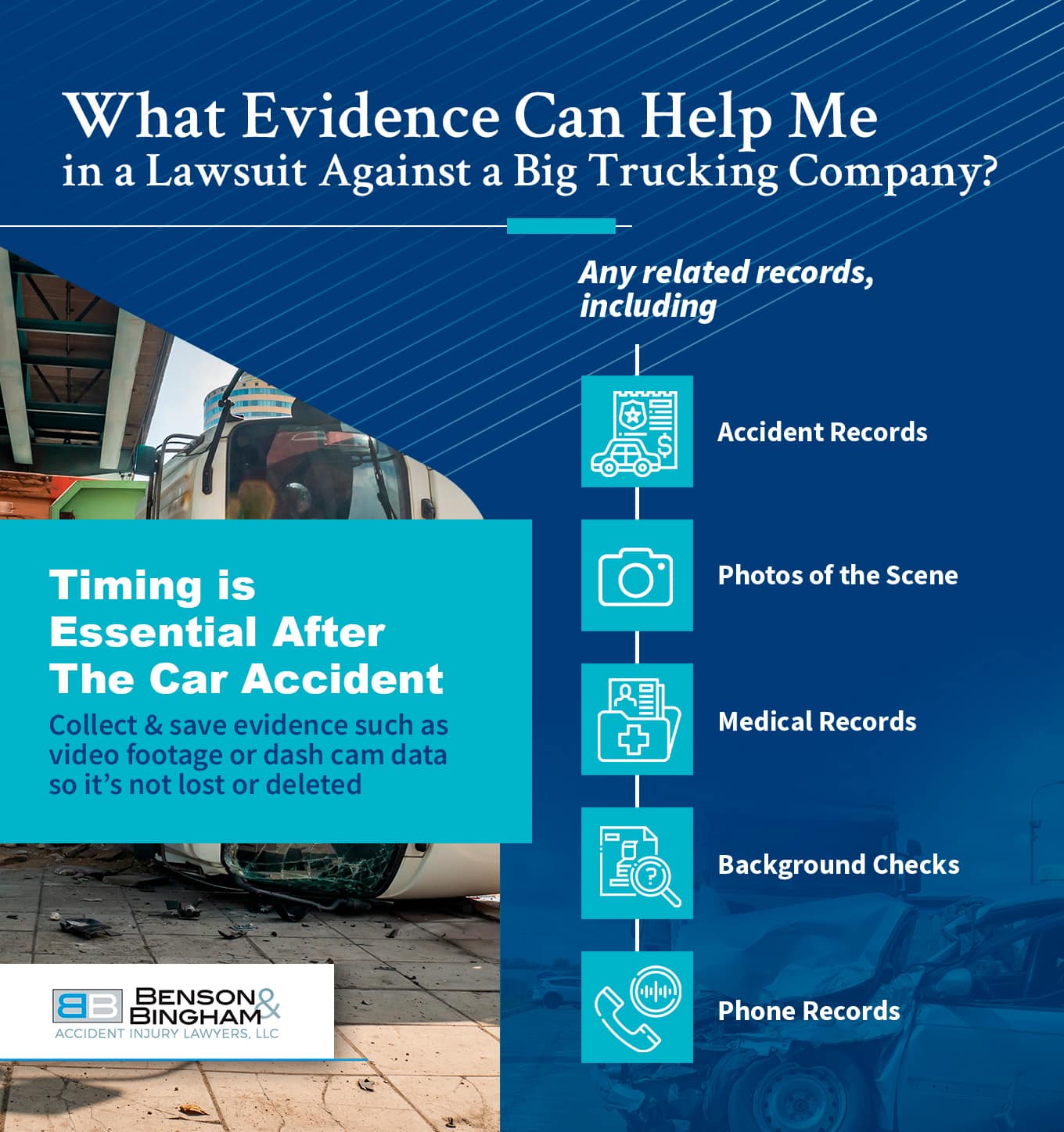 Infographic That Shows What Evidence Can Help You In a Personal Injury Lawsuit Against a Big Trucking Company In Las Vegas